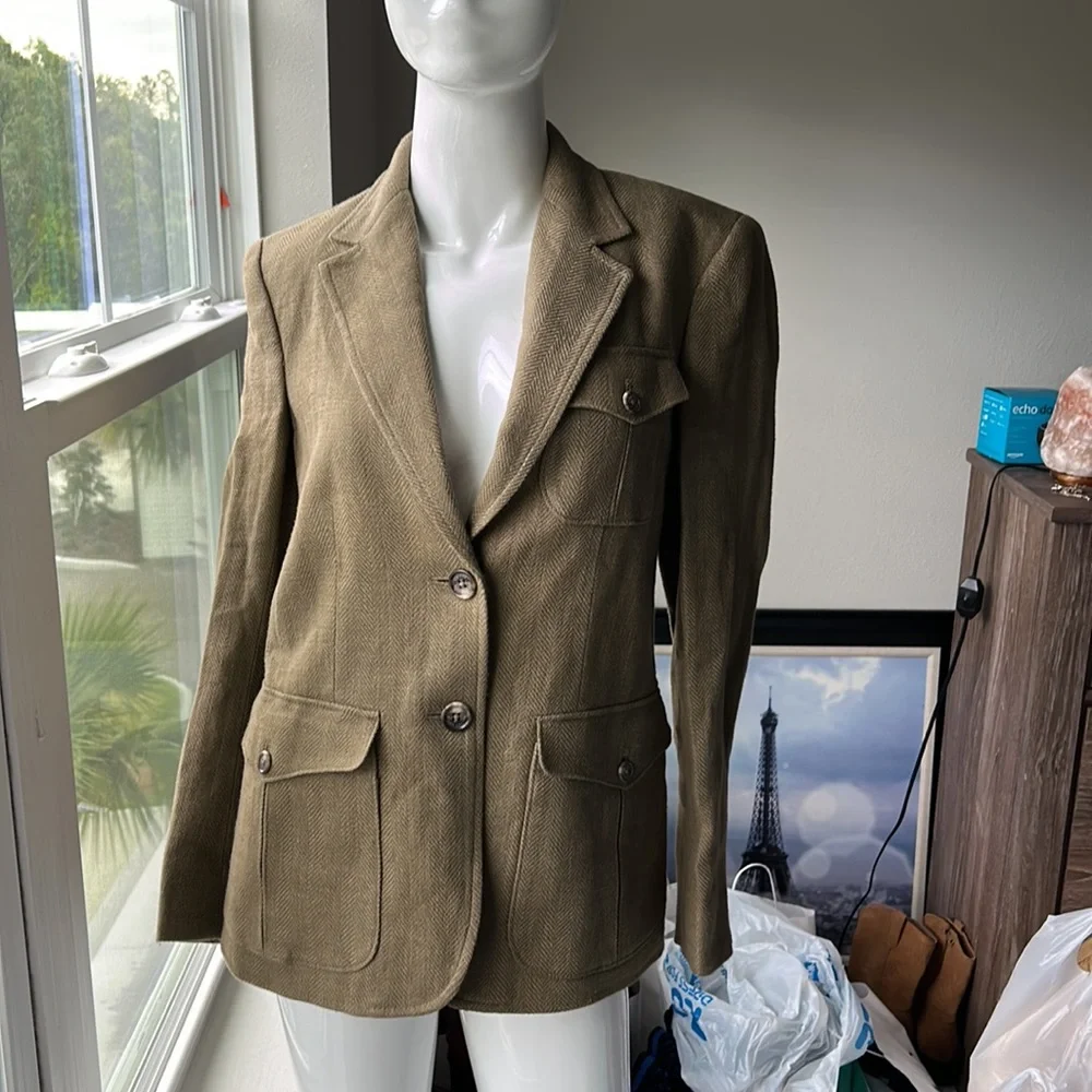 LAUREN RALPH LAUREN LINEN BLAZER JACKET TOP SIZE 2 MSRP $345.00 NWT - Picture 2 of 11